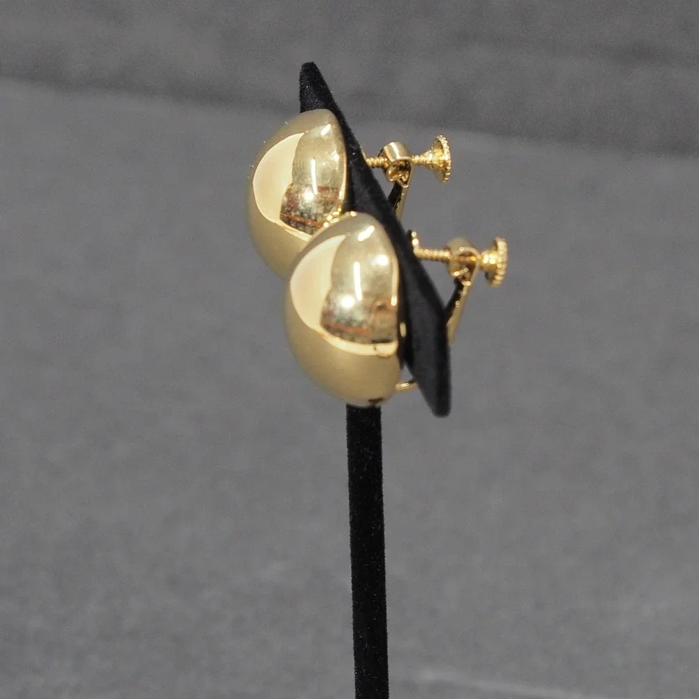Napier Signed Screw Back Earrings Gold Tone Round Dome Button Vintage Designer